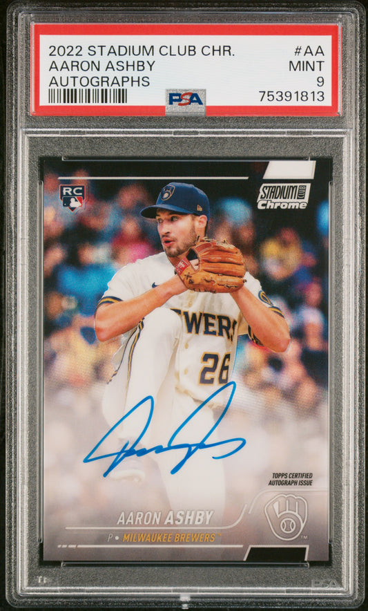 2022 Topps Stadium Club Chrome Aaron Ashby Autograph #SCCBA-AA PSA 10 Mint