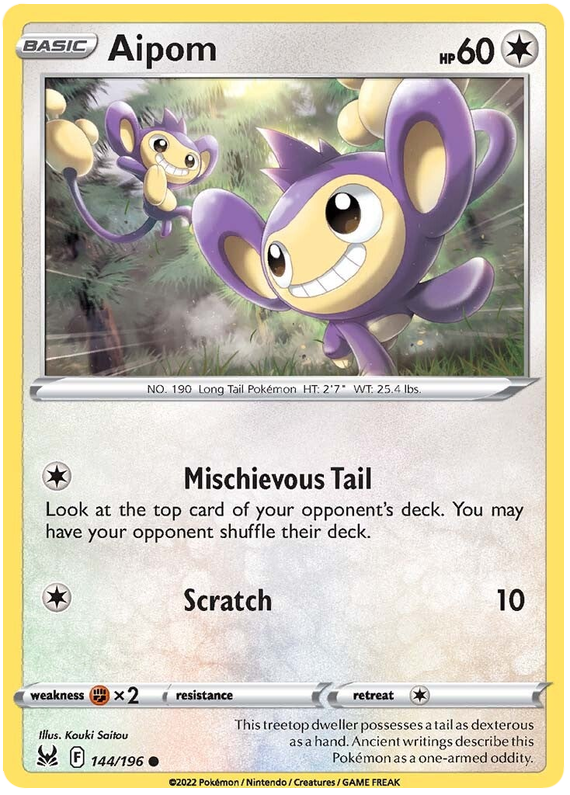 Sword and Shield Lost Origin 144  Aipom