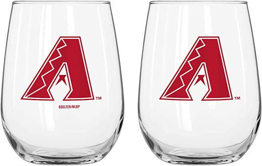MLB Teams Curved Wine Glass 16 Oz. 2 Pack- Assorted Team & Style Choose your