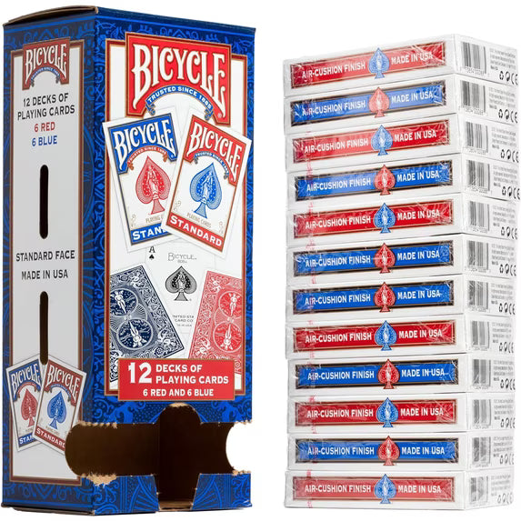 Bicycle Standard Playing Cards, 12 Red and Blue Decks