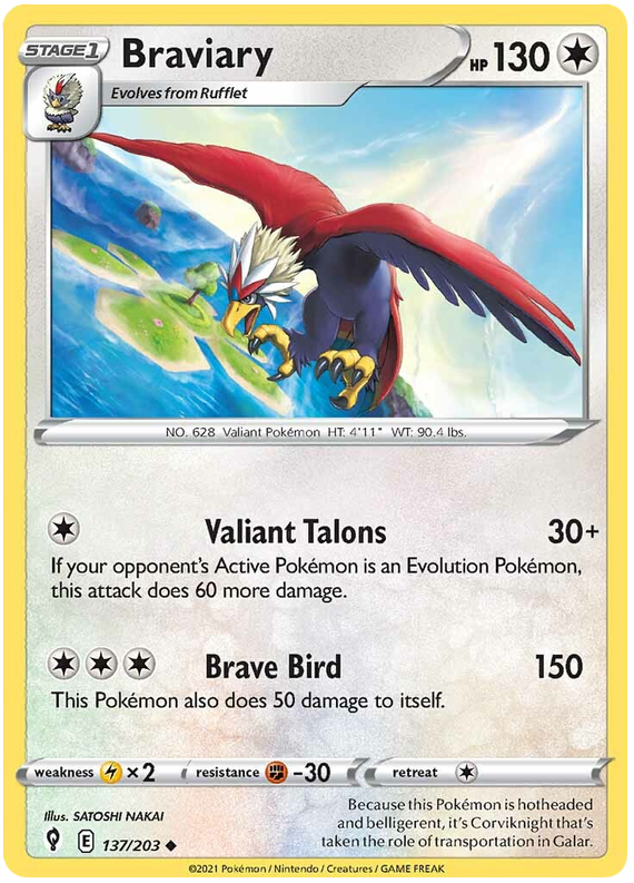 Sword and Shield Evolving Skies 137  Braviary
