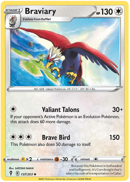 Sword and Shield Evolving Skies 137  Braviary