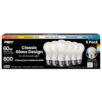 Feit Electric 60W Replacement Dimmable Soft White LED Bulbs, 6-Pack - photo 3