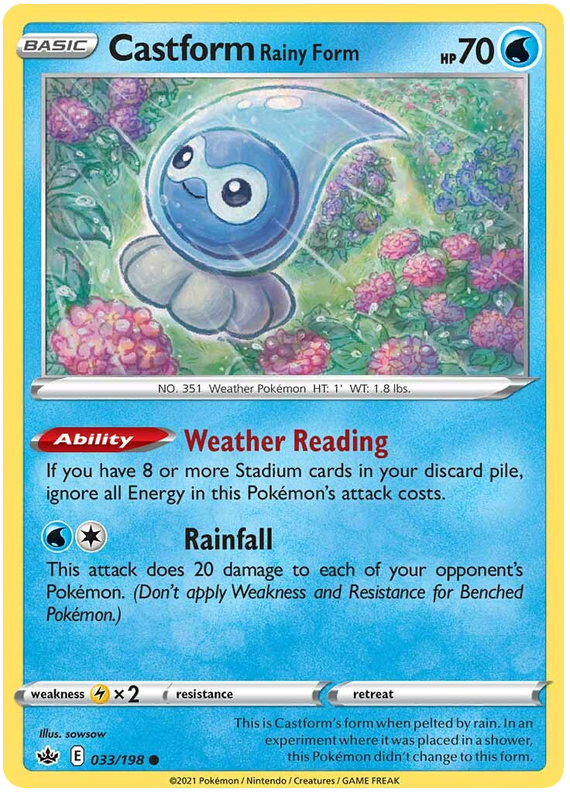 Sword and Shield Chilling Reign 033  Castform Rainy Form