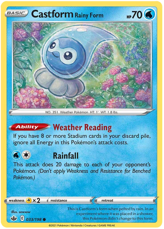 Sword and Shield Chilling Reign 033  Castform Rainy Form
