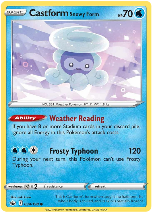 Sword and Shield Chilling Reign 034  Castform Snowy Form