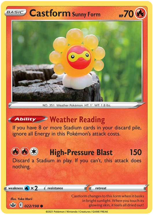 Sword and Shield Chilling Reign 022  Castform Sunny Form