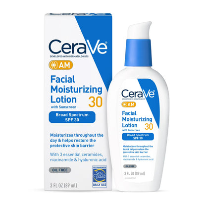 CeraVe AM Facial Moisturizing Lotion SPF 30, 3 fl oz, 3-Pack