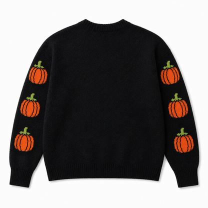 Women's October Pumpkin Halloween Sweatshirt, Black