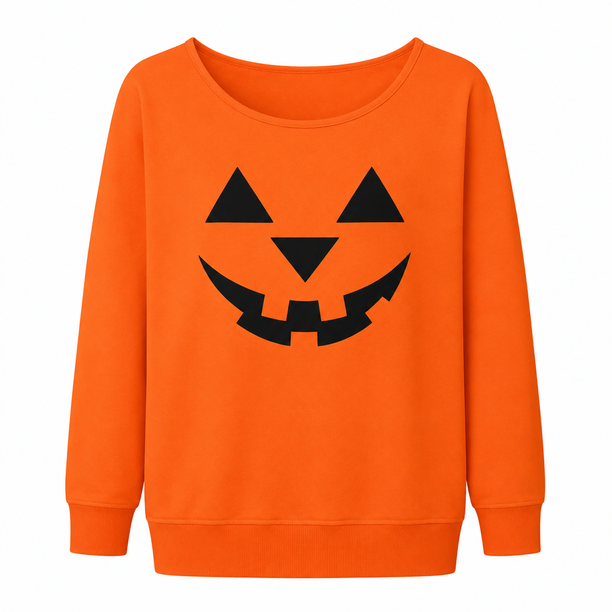 Halloween Pumpkin Oversized Crewneck Sweater, Orange Size Large