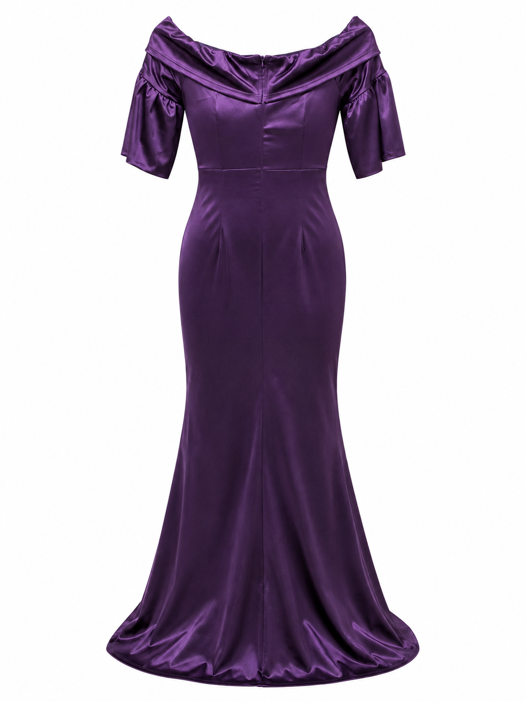 Women's Royal Purple Strapless Formal Dress with Half Sleeve Fringe