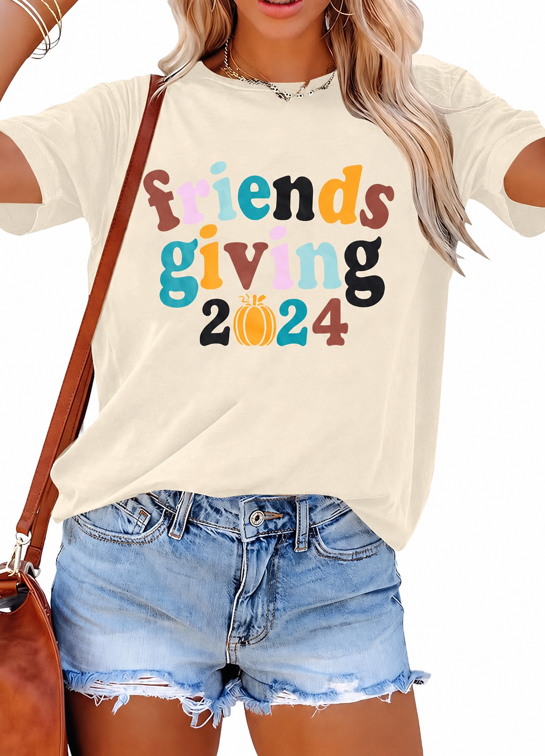 Women's Ivory Colorful Halloween Graphic T-Shirt