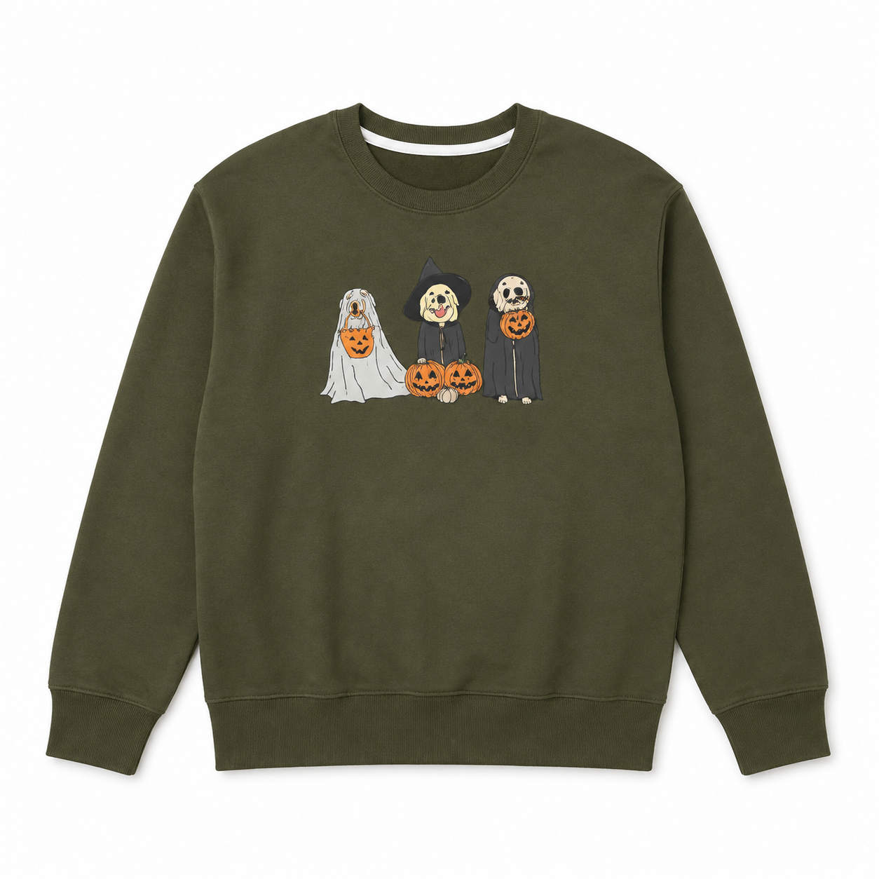 Spooky Pups Halloween Graphic Sweatshirt, Green Size Small