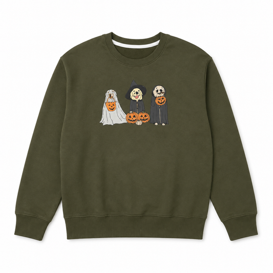 Spooky Pups Halloween Graphic Sweatshirt, Green Size Small