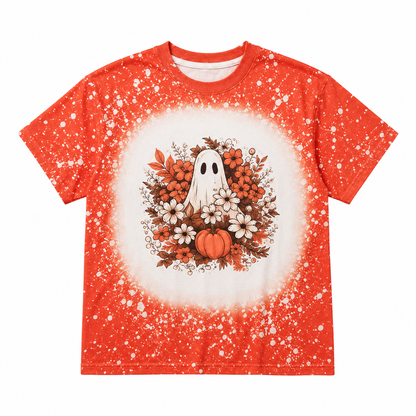 Women's Halloween Ghost Bleached Graphic T-Shirt
