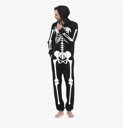 Liitrsh Men's Halloween Skeleton Hooded Jumpsuit Costume