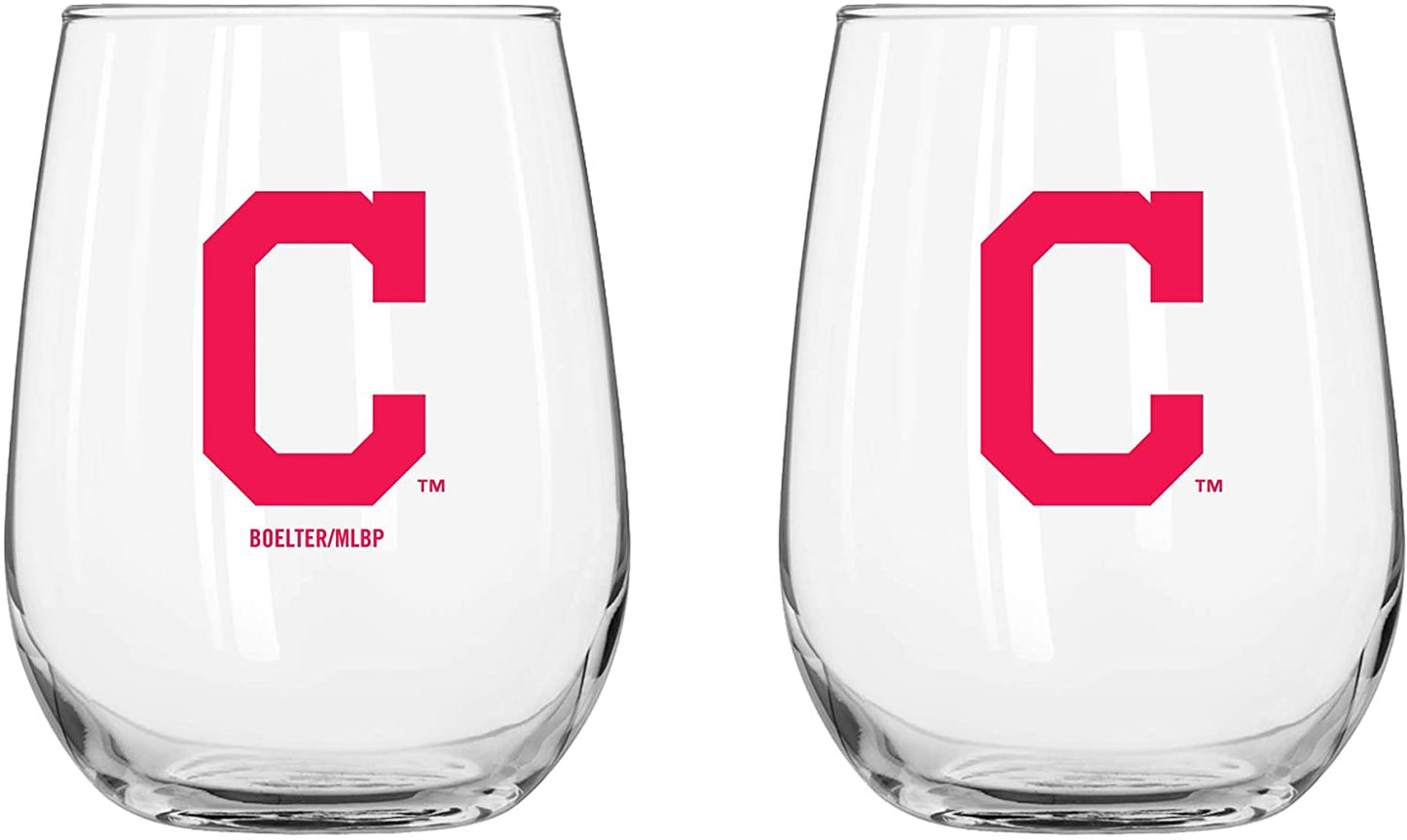 MLB Teams Curved Wine Glass 16 Oz. 2 Pack- Assorted Team & Style Choose your