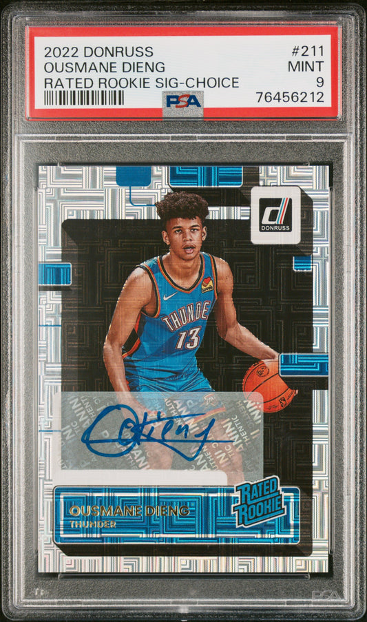 2022-23 Donruss #211 Ousmane Dieng Rated Rookie Auto RC Choice PSA 9 MINT POP 1