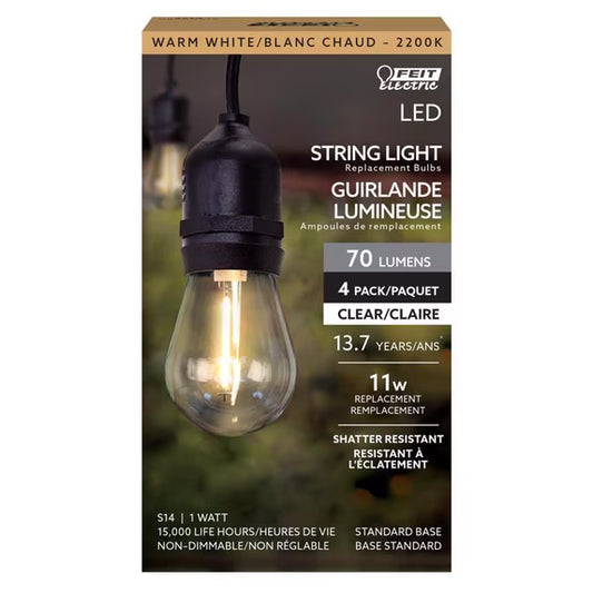 Feit Electric LED 0.7W (11W Equivalent) 2200K Medium Base String Light Bulb, Shatter Proof