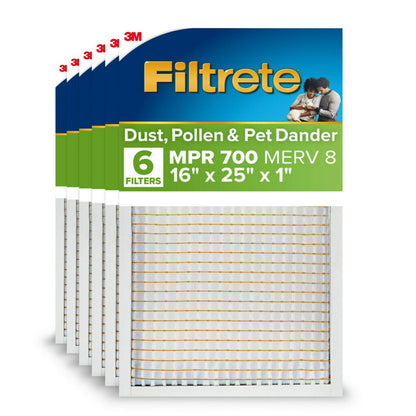 3M Filtrete 16x25x1 Air Filters - MPR 700, MERV 8, 6-Pack