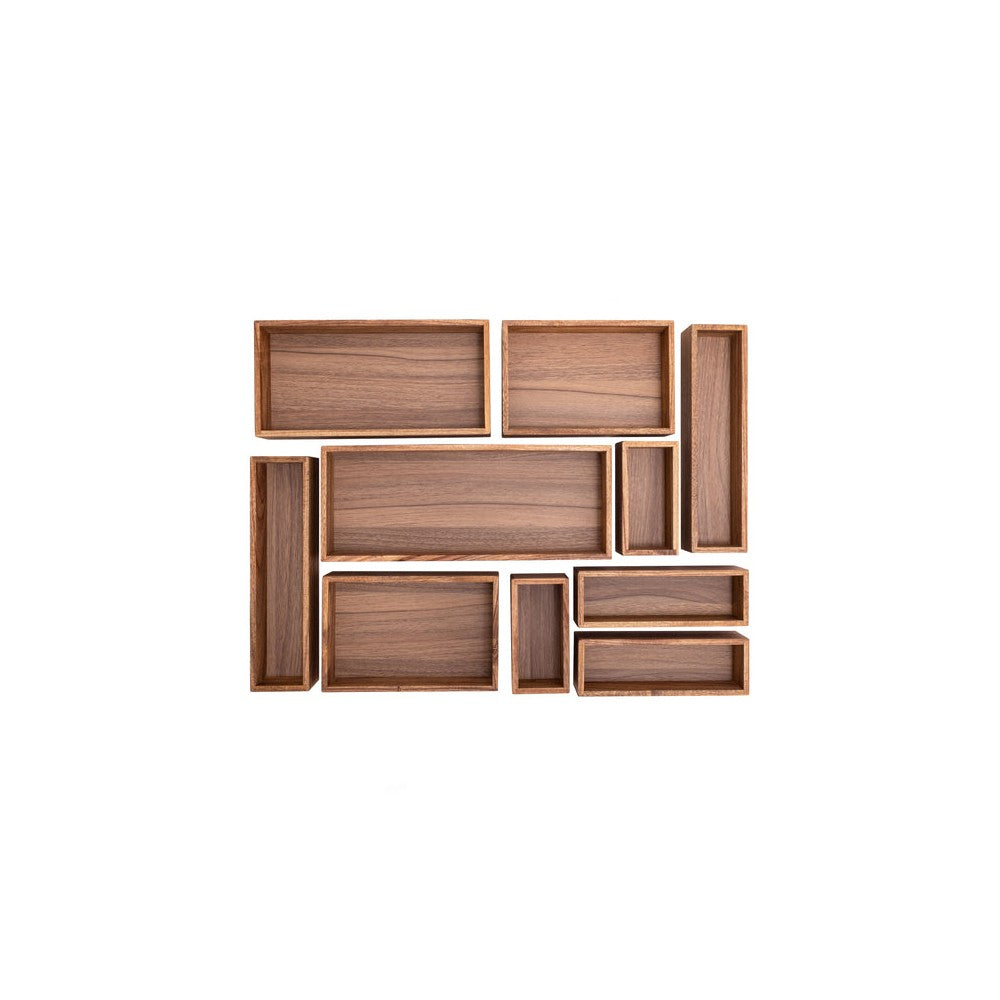 Seville Classics 10-Piece Acacia Wood Pantry & Kitchen Drawer Organizer Box Set