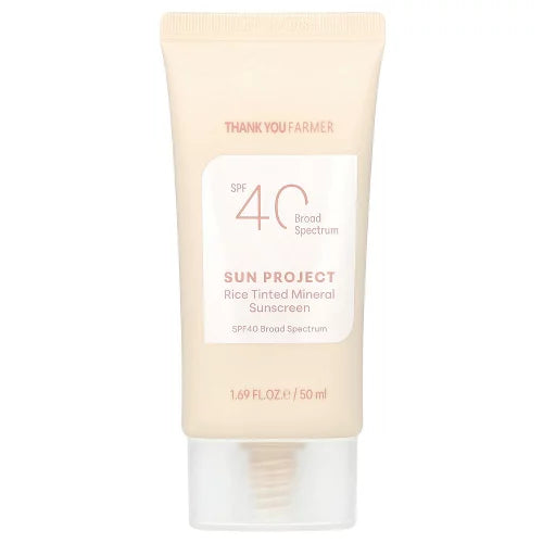 Thank You Farmer Sun Project Rice Tinted Mineral Sunscreen SPF 40, 50 ml