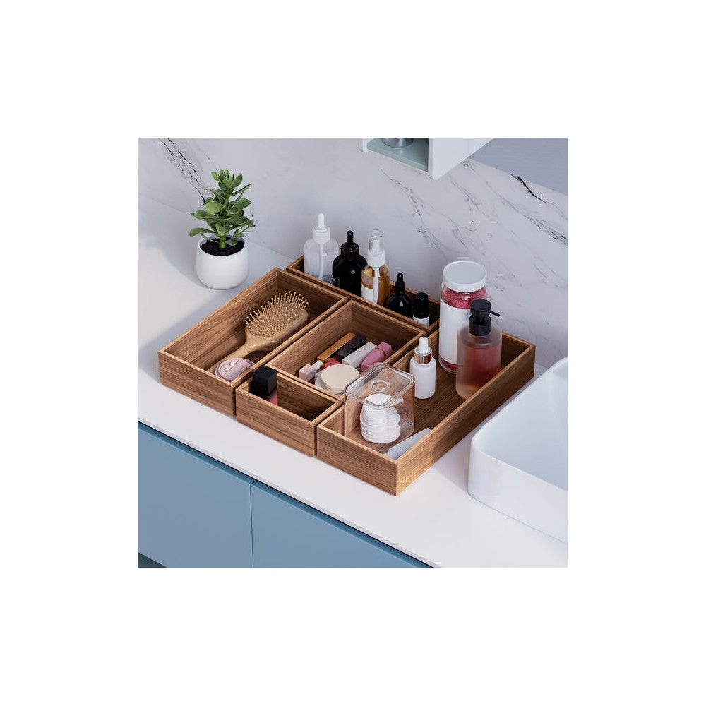 Seville Classics 10-Piece Acacia Wood Pantry & Kitchen Drawer Organizer Box Set