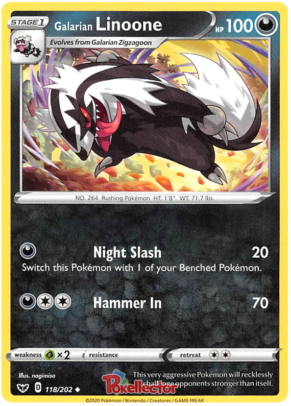 Sword and Shield Sword & Shield 118  Galarian Linoone