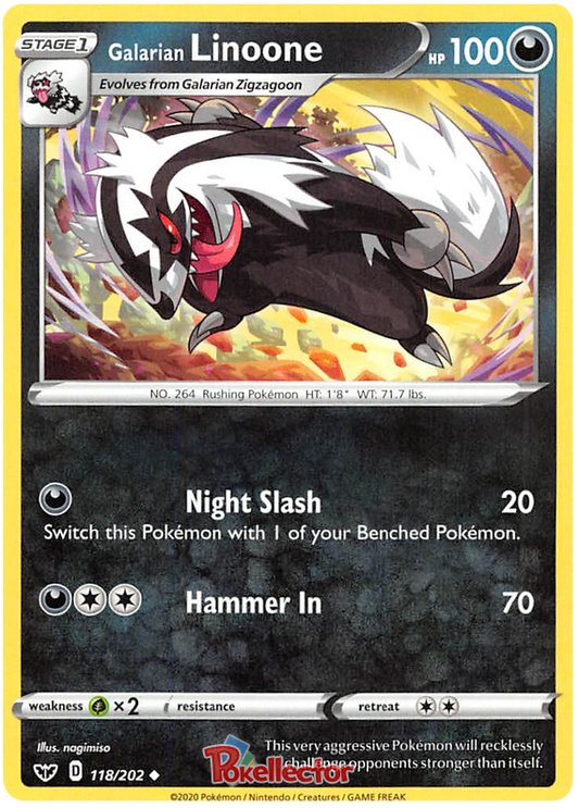 Sword and Shield Sword & Shield 118  Galarian Linoone