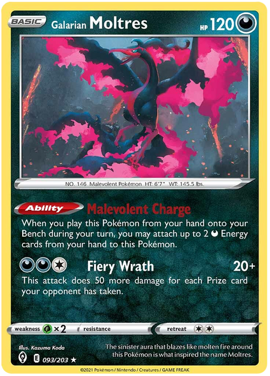 Sword and Shield Evolving Skies 093  Galarian Moltres