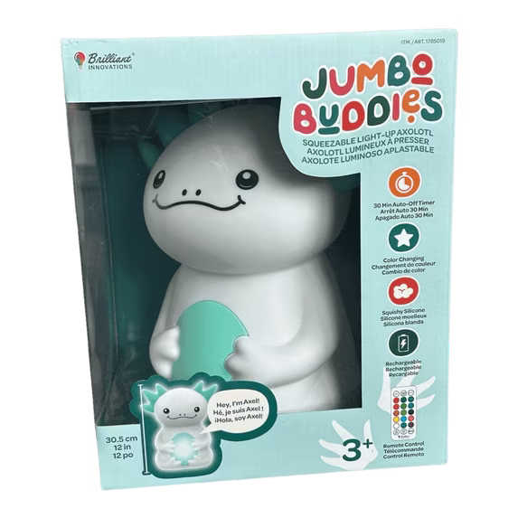 Jumbo Buddies 12-Inch Squeezable Axolotl - Open Box