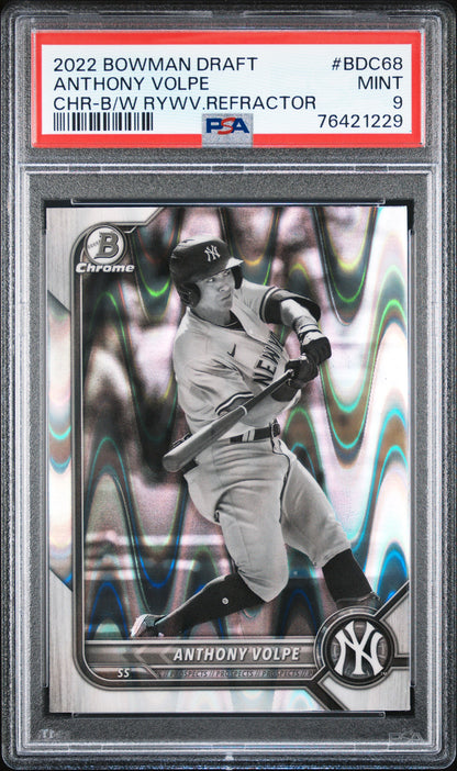 2022 Bowman Draft Chrome Black & White RayWave Anthony Volpe PSA 9