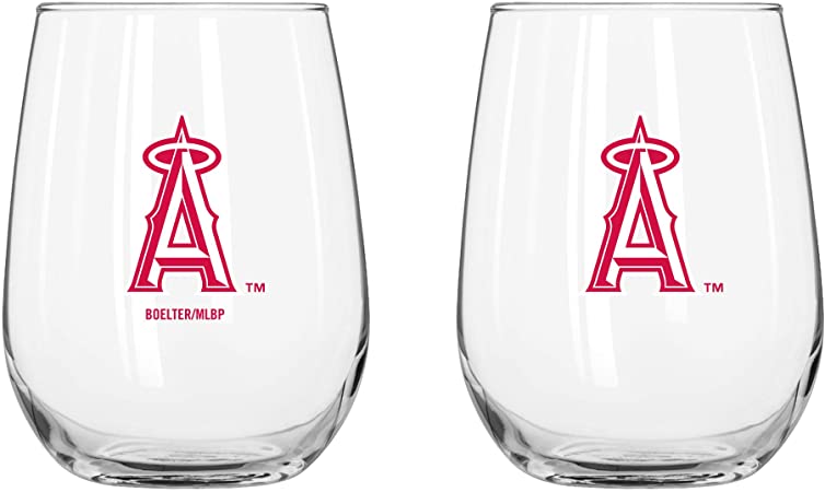 MLB Teams Curved Wine Glass 16 Oz. 2 Pack- Assorted Team & Style Choose your