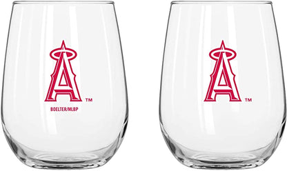 MLB Teams Curved Wine Glass 16 Oz. 2 Pack- Assorted Team & Style Choose your