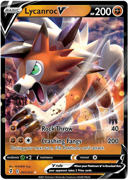 Sword and Shield Evolving Skies 091  Lycanroc V