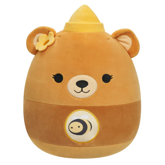 Squishmallows Mei Lien Honey Jar Brown Bear With Yellow Flower 12" Stuffed Plush