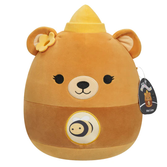 Squishmallows Mei Lien Honey Jar Brown Bear With Yellow Flower 12" Stuffed Plush