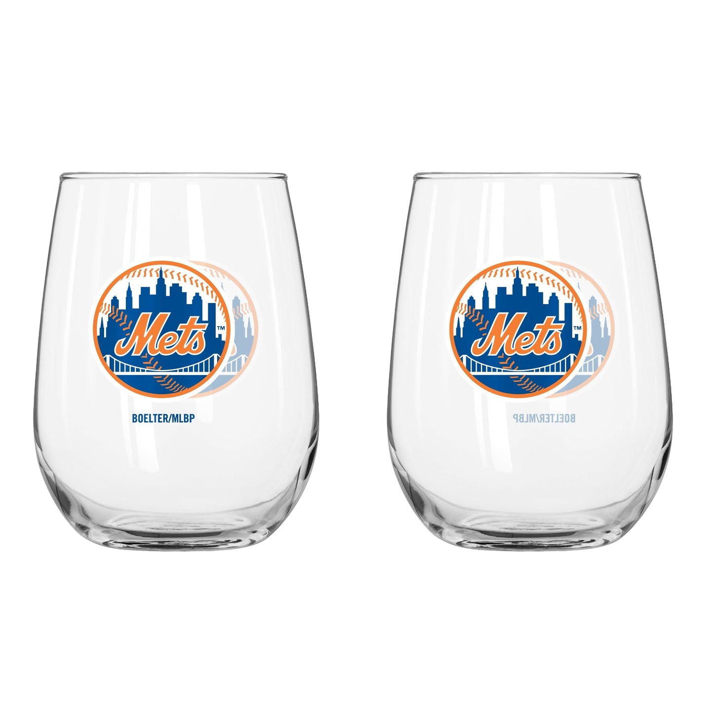 MLB Teams Curved Wine Glass 16 Oz. 2 Pack- Assorted Team & Style Choose your