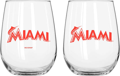 MLB Teams Curved Wine Glass 16 Oz. 2 Pack- Assorted Team & Style Choose your
