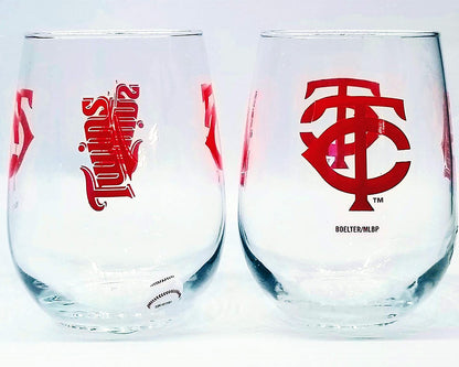 MLB Teams Curved Wine Glass 16 Oz. 2 Pack- Assorted Team & Style Choose your