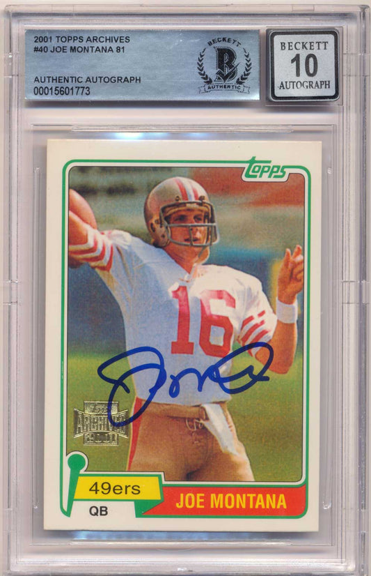 2001 TOPPS ARCHIVES Signed JOE MONTANA #40 Beckett 10 Auto San Francisco 49ers