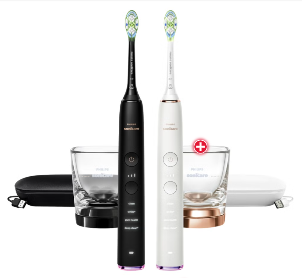 Philips Sonicare DiamondClean Smart Rechargeable Toothbrushes Black/White, 2-Pack - Open Box