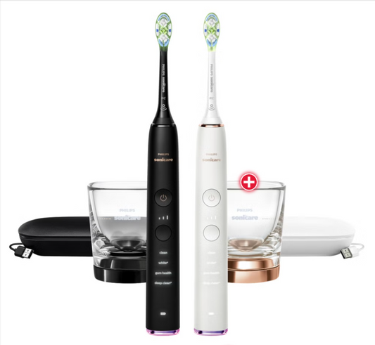 Philips Sonicare DiamondClean Smart Rechargeable Toothbrushes Black/White, 2-Pack - Open Box