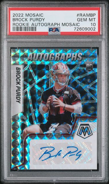 2022 Panini Mosaic Brock Purdy Rookie Autograph Mosaic #RAM-BP San Francisco 49ers PSA GEM Mint 10