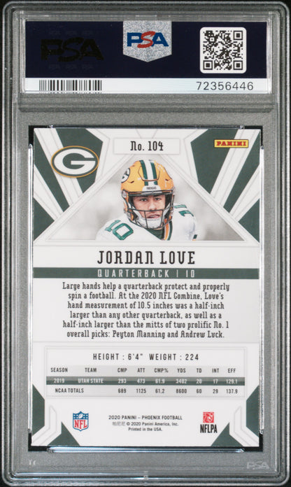 2020 Panini Phoenix Fire Burst Jordan Love #104 Green Bay Packers PSA 9 Gem Mint