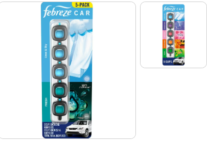 Febreze Air Freshener Car Vent Clips Assortment, 5 Count  - Choose Yours