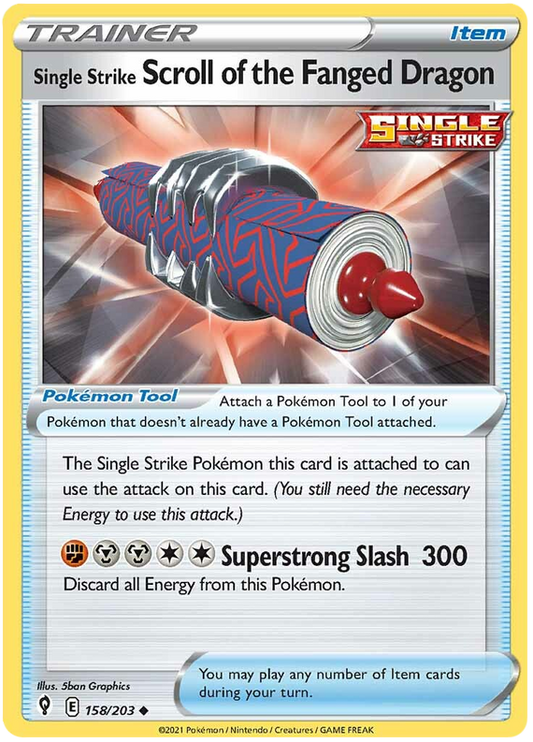 Sword and Shield Evolving Skies 158  Single Strike Scroll of the Fanged Dragon