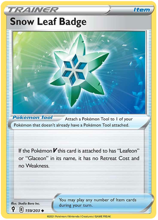 Sword and Shield Evolving Skies 159  Snow Leaf Badge