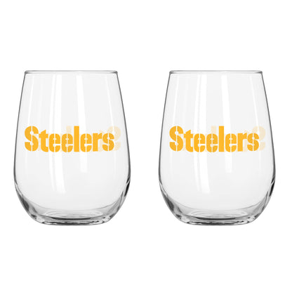 NFL Teams Curved Wine Glass 16 Oz. 2 Pack- Assorted Team & Style Choose your