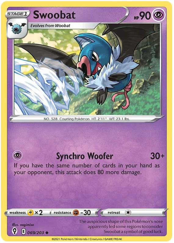 Sword and Shield Evolving Skies 069  Swoobat